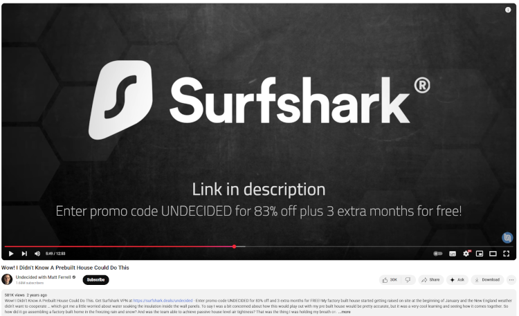 Undecided with Matt Ferrell video with a Surfshark coupon code