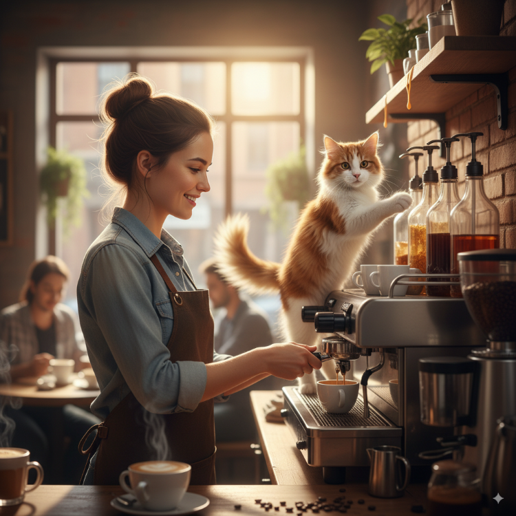 second image of a barista generated with Nano Banana