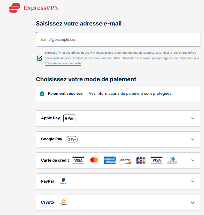Selecting payment method