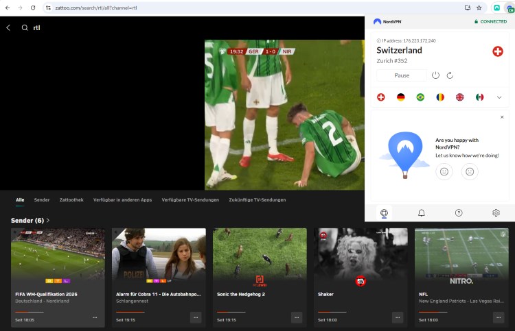 Football player sitting on live stream with NordVPN