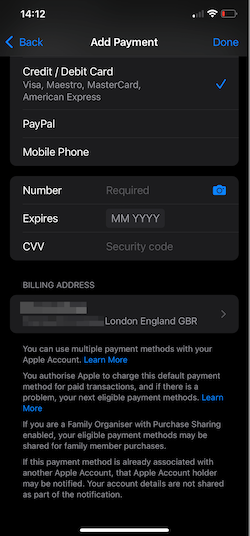Apple ID setting for location change step 2