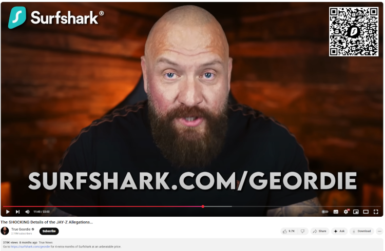True Geordie video with a Surfshark coupon code