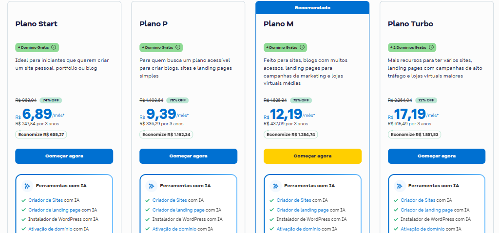 HostGator plans BR