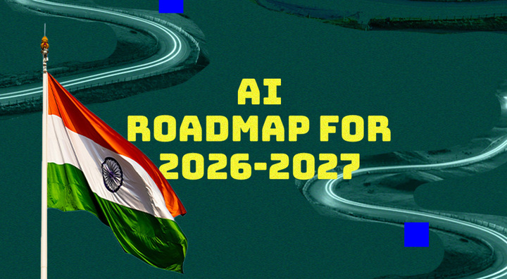 ai roadmap in yellow letters, india flag,