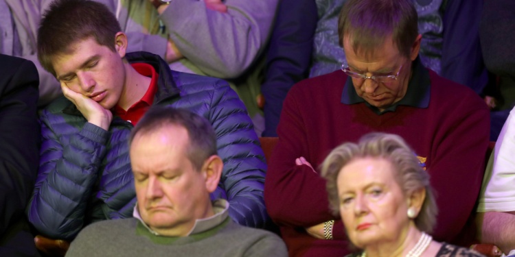 People falling asleep at the snooker world championships.