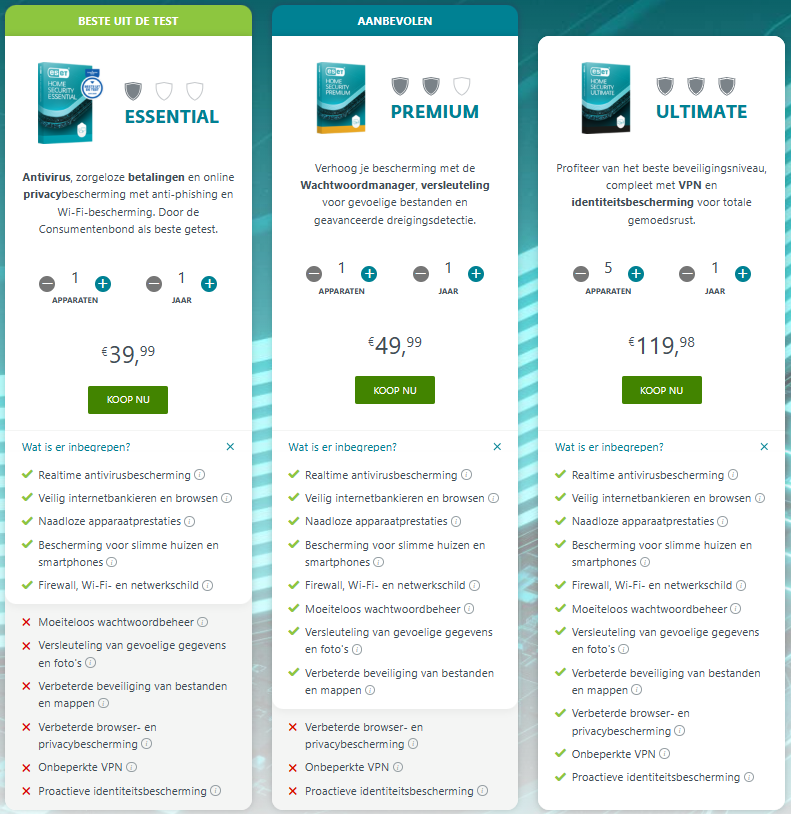 NL eset pricing