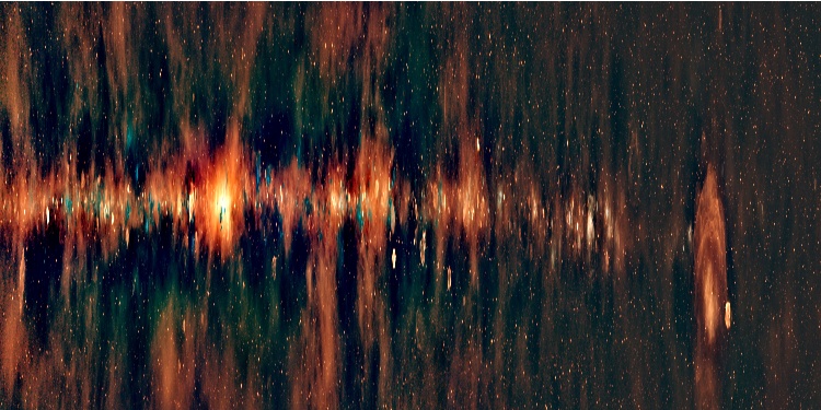 A stretched-out version of the Milky Way map.