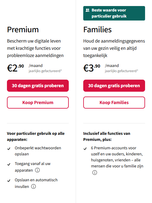 NL lastpass pricing