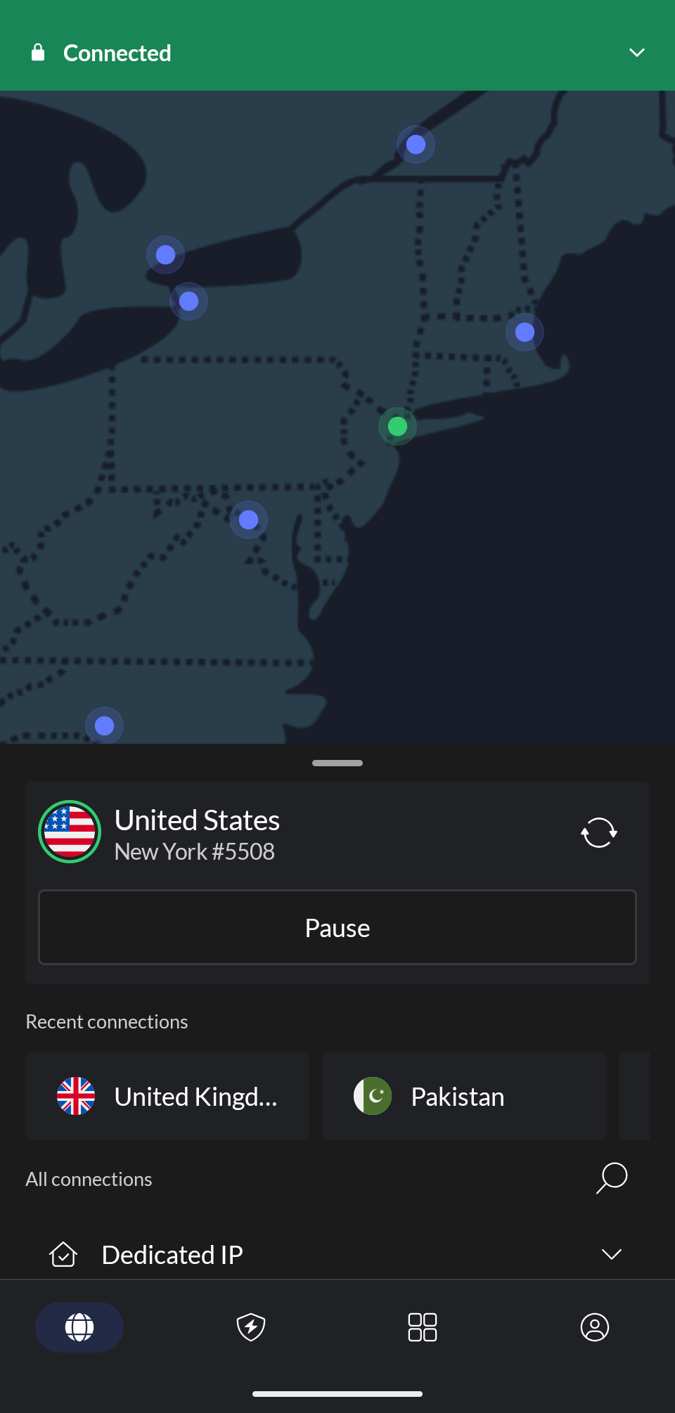 Connect NordVPN to a Grindr location, like the US