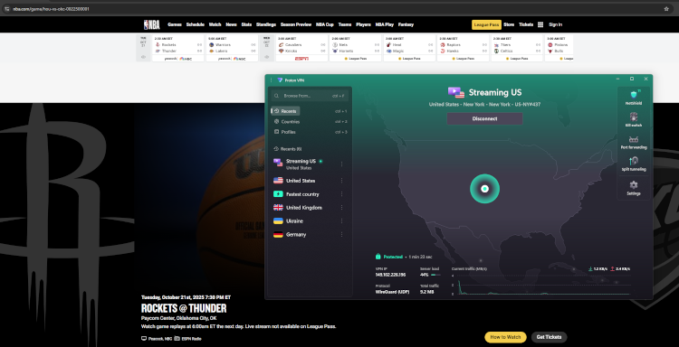 nba league pass with proton vpn
