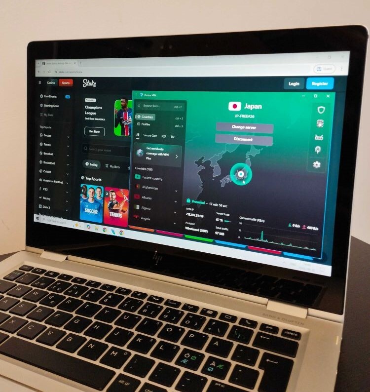 Proton VPN unblocking Stake with Japan server