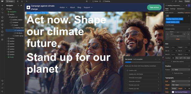 Webflow editor