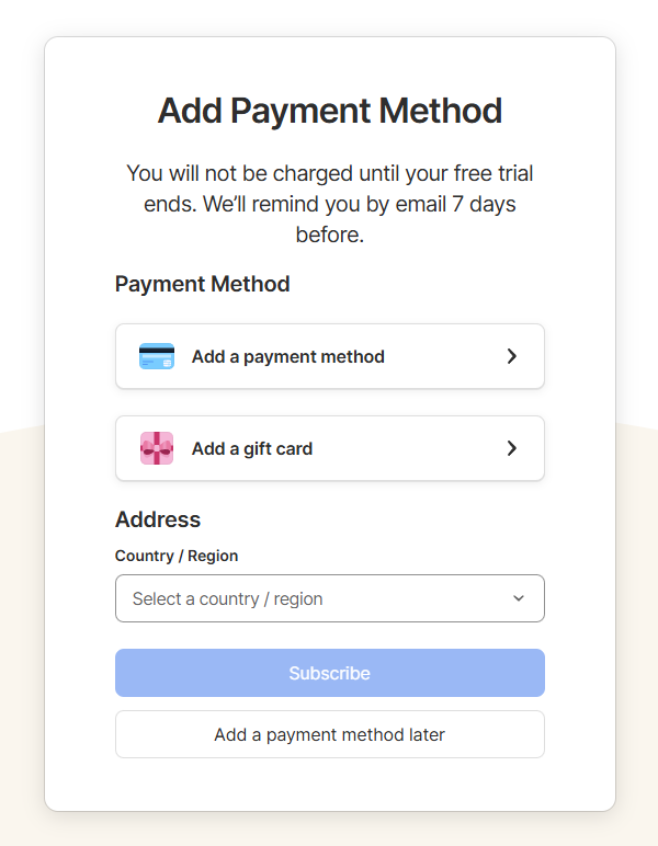 1Password adding a payment method