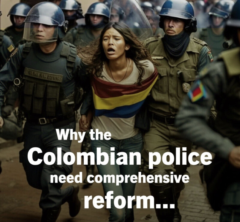 girl arrested, colmbian flag, police, cry