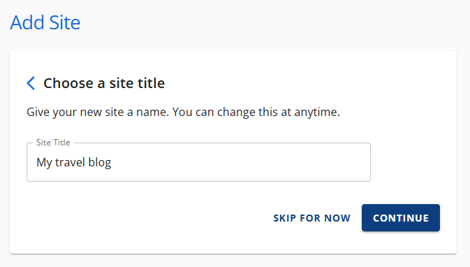 Selecting a name on Bluehost