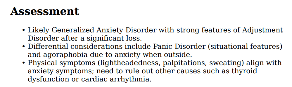 A diagnostic summary provided by an AI doctor