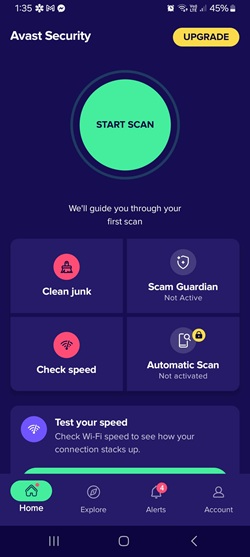 Avast mobile dashboard