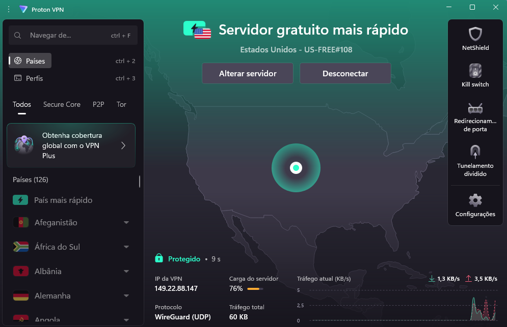 BR select Proton VPN server
