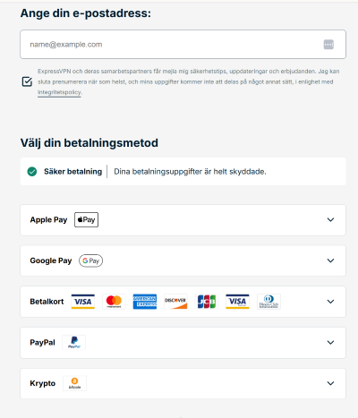 expressvpn payment method SV