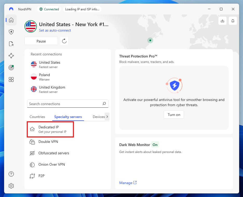 nordvpn dedicated ip address new interface