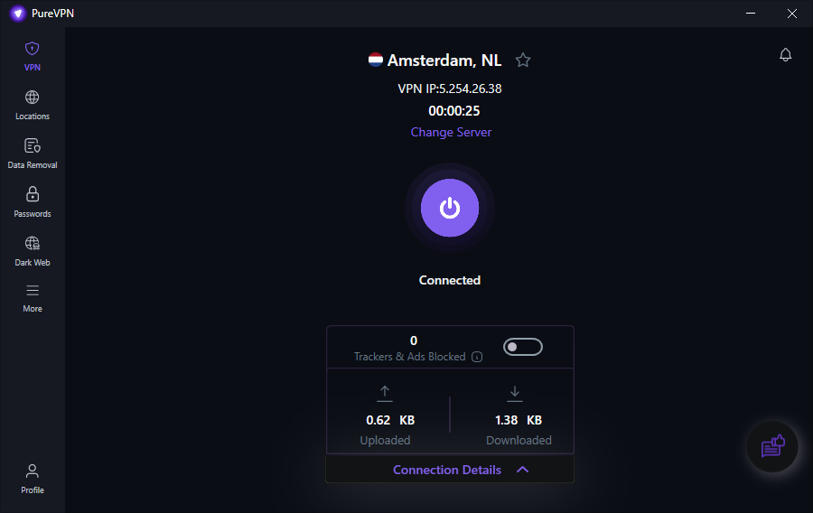 PureVPN NL server