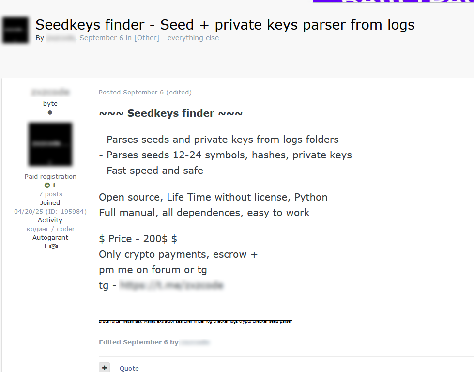 Seedkeys finder