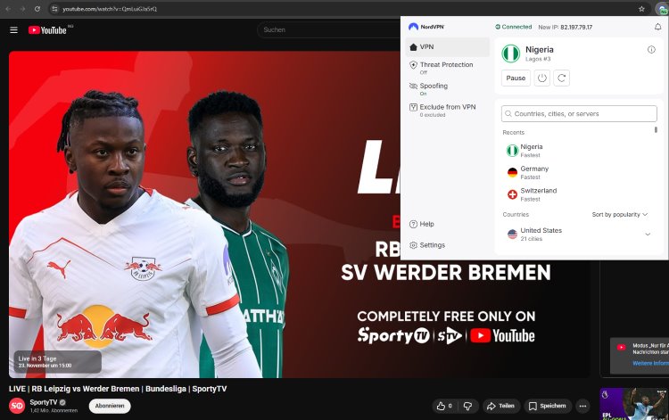 Screenshot, SportyTV Nigeria, Football Players, VPN