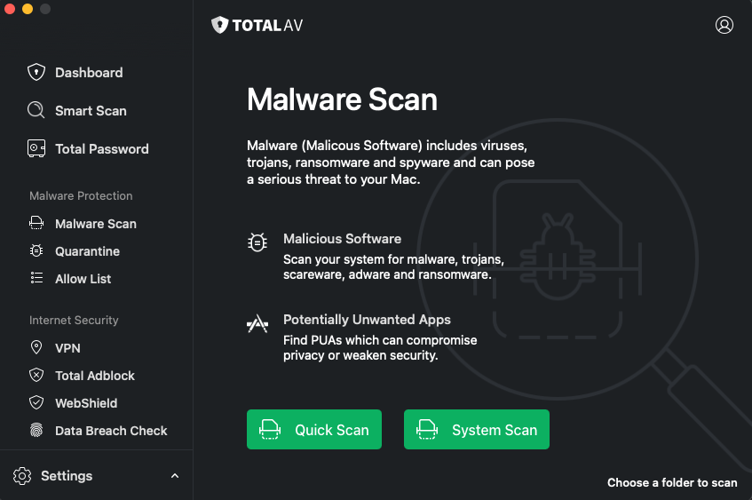 TotalAV antivirus scan