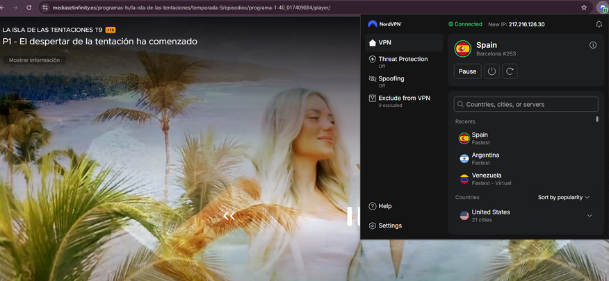 Stream La Isla de las Tentaciones with NordVPN