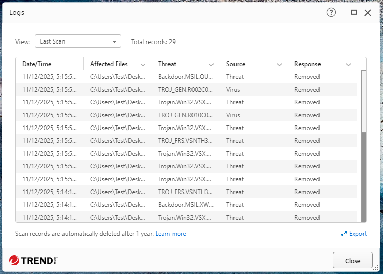 Testing Trend Micro’s real-time protection