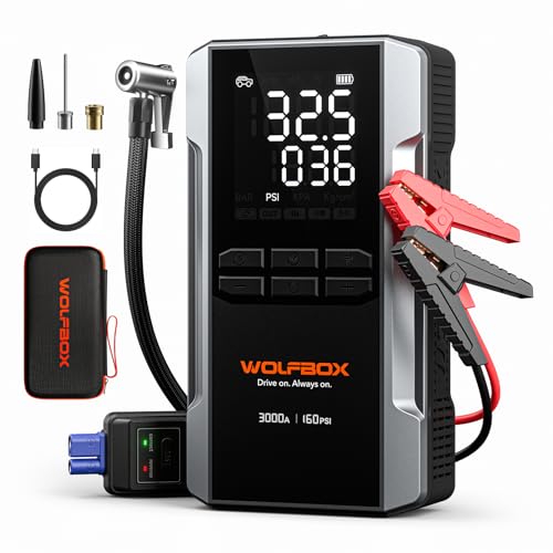 Large image for amazon product "WOLFBOX 3000A Jump Starter with Air Compressor"