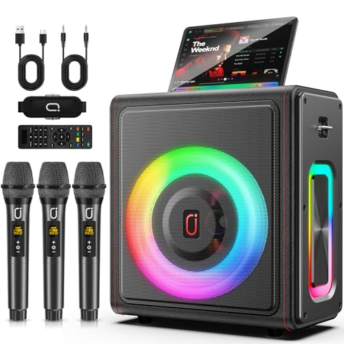 Large image for amazon product "PPMIC Karaoke Machine with 3 Wireless Mics"