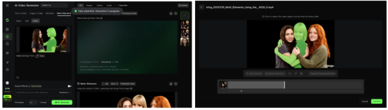 Selecting a character on Kling AI for deletion