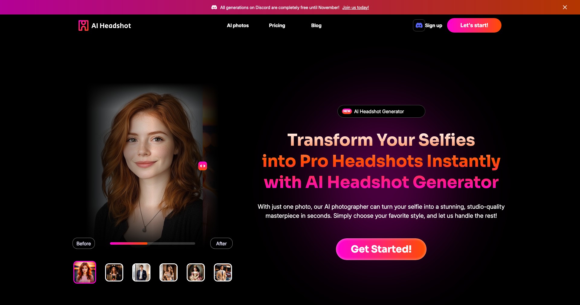 AI Headshot Generator Screenshot