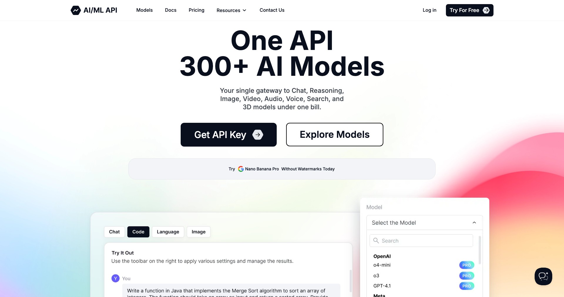 AI/ML API Screenshot