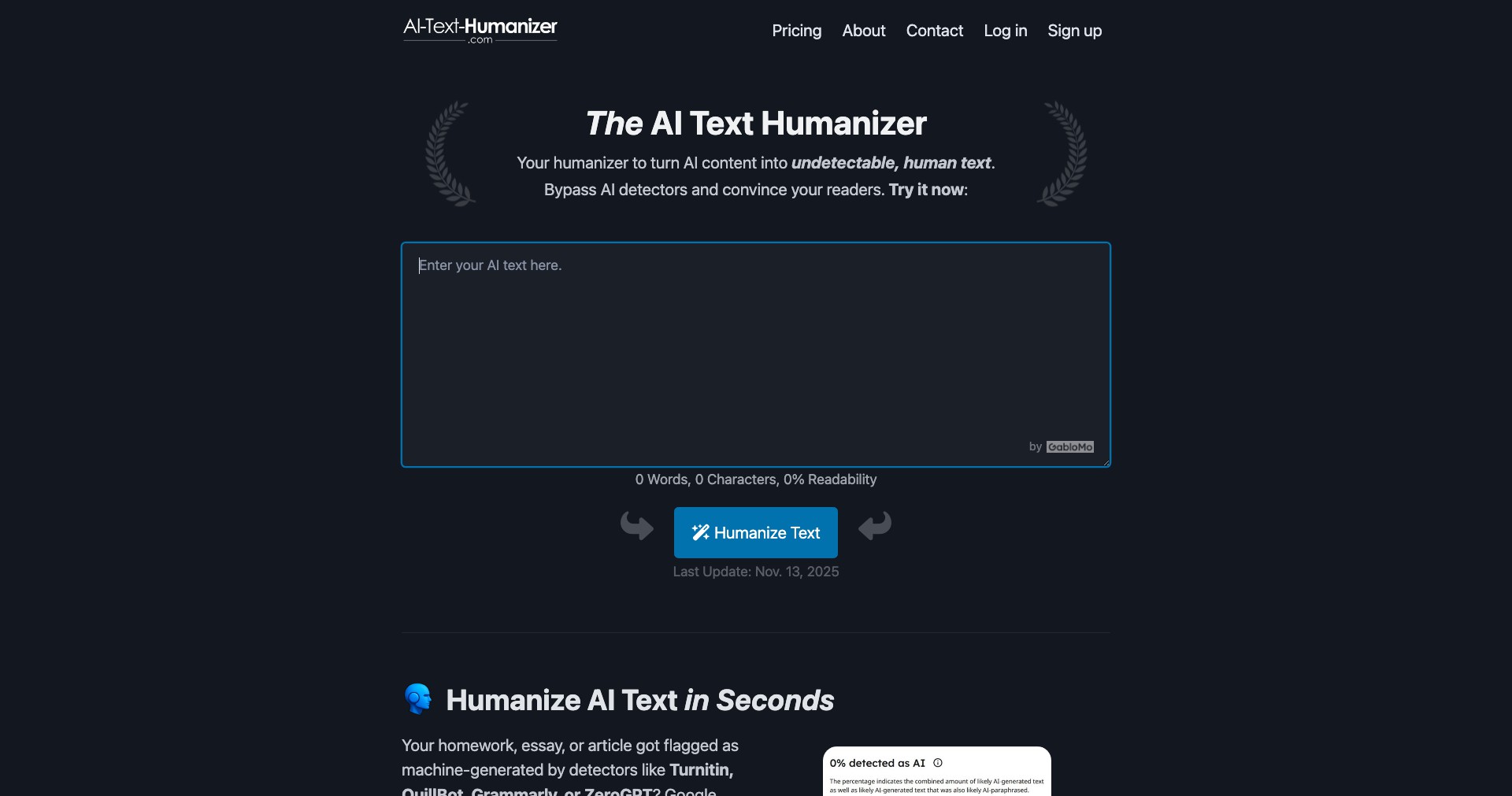 AI Text Humanizer Screenshot