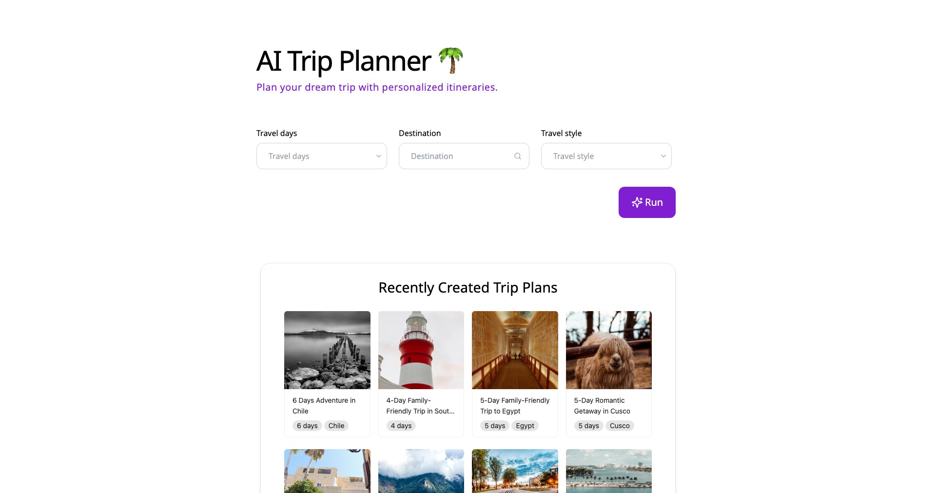 AI Trip Planner Screenshot