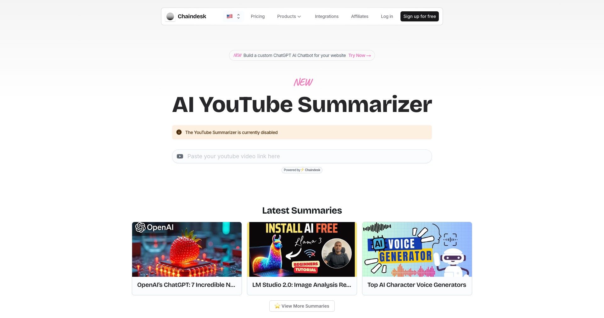AI YouTube Summarizer Screenshot