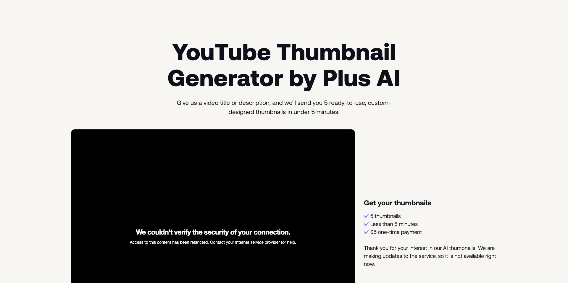 AI YouTube Thumbnails Screenshot