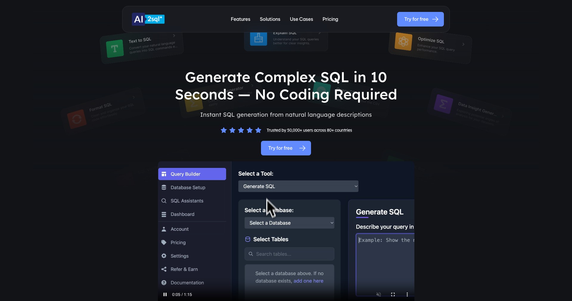 AI2SQL Screenshot