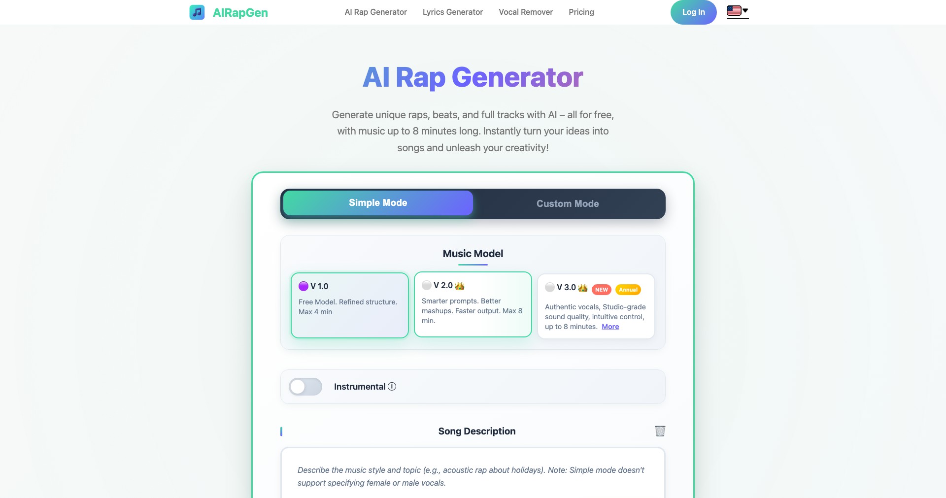 AIRapGen.com Screenshot