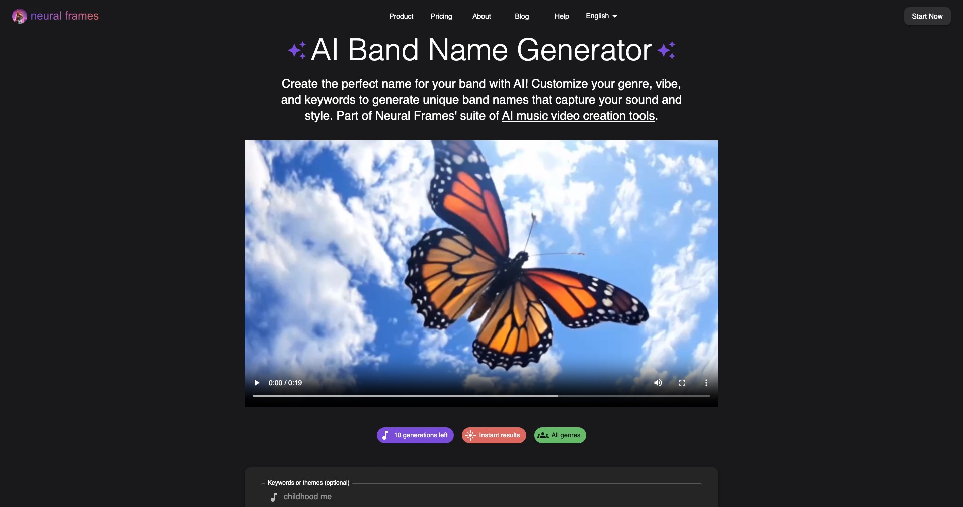 Band Name Generator Screenshot