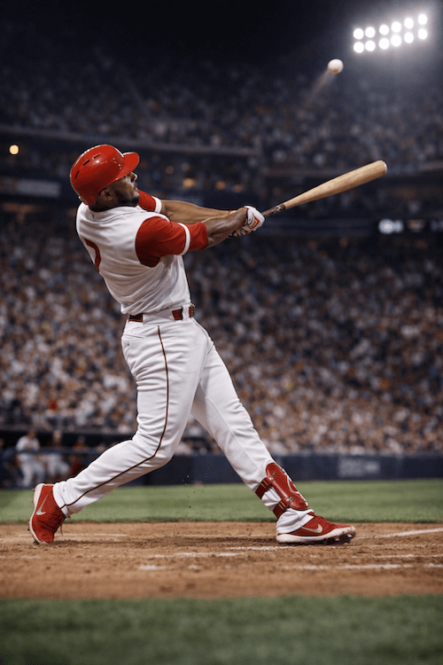 Baseball player hitting a home run generated by GPT Image 1.5