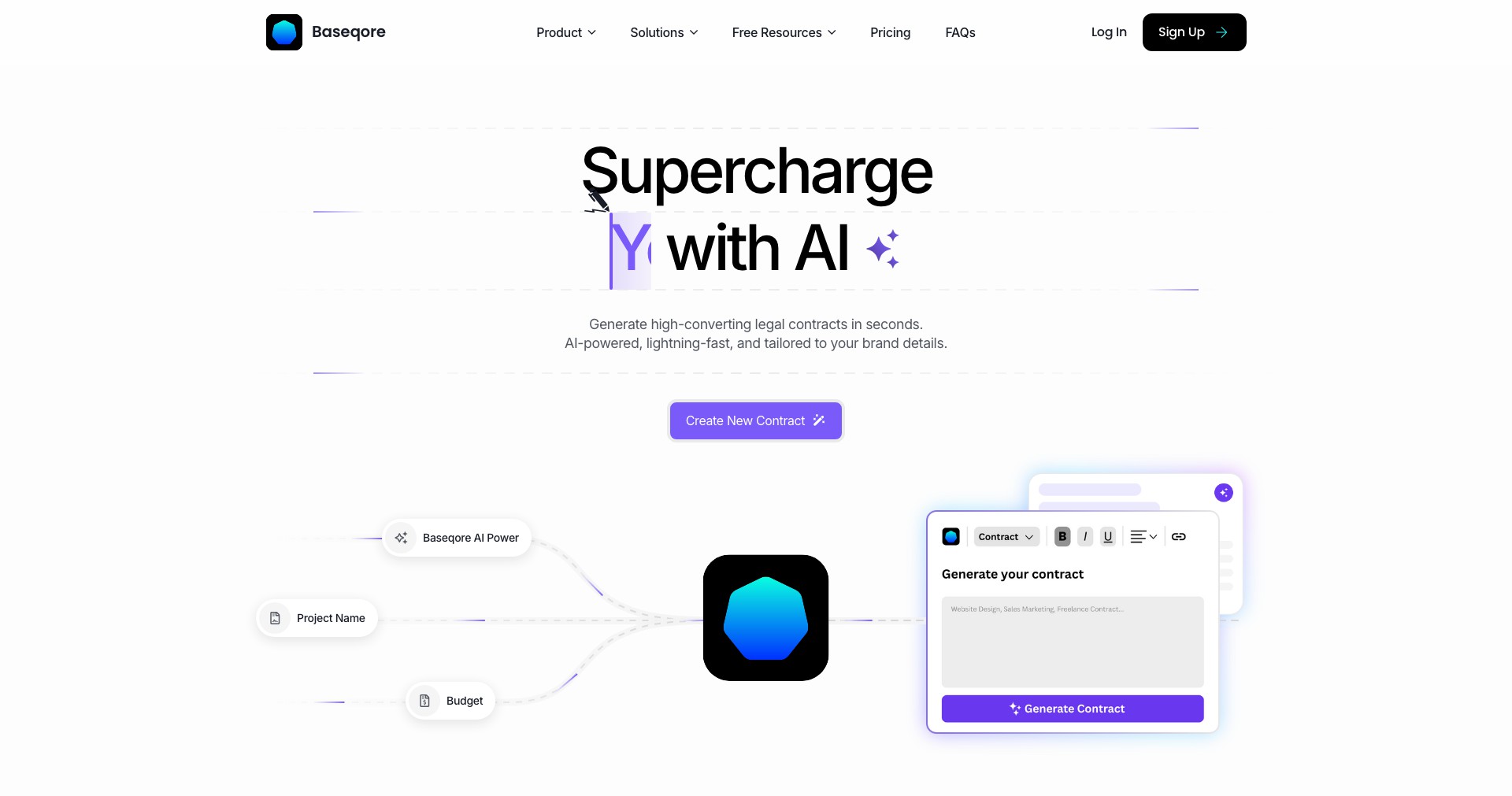 Baseqore AI Contract Generator Screenshot
