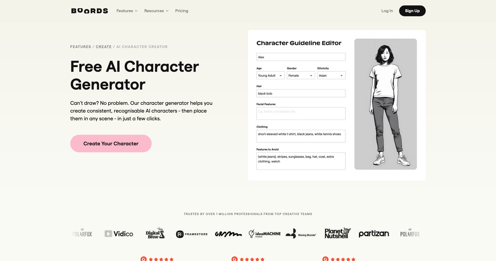 Boords - Character Generator Screenshot