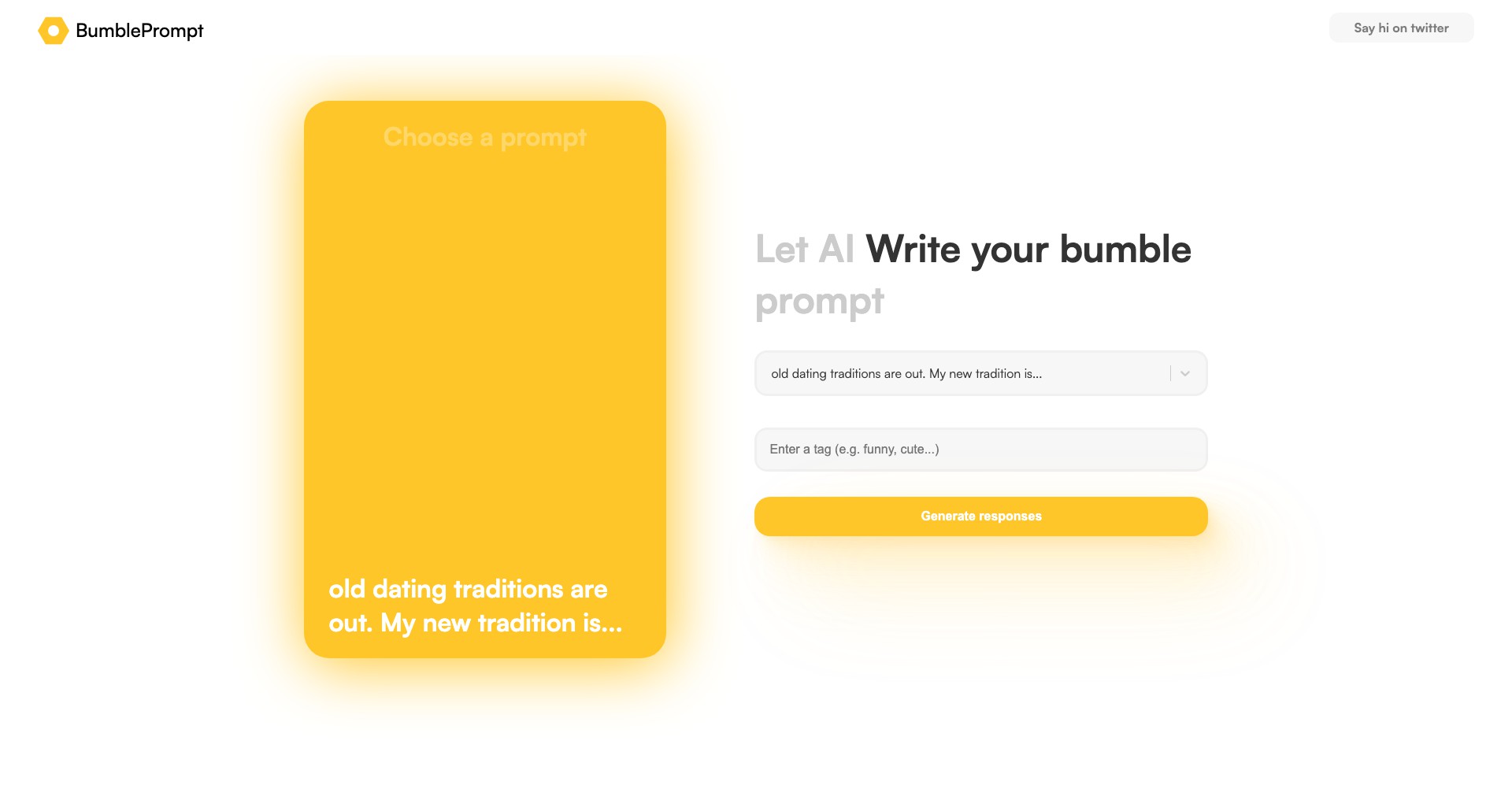Bumble prompts Screenshot