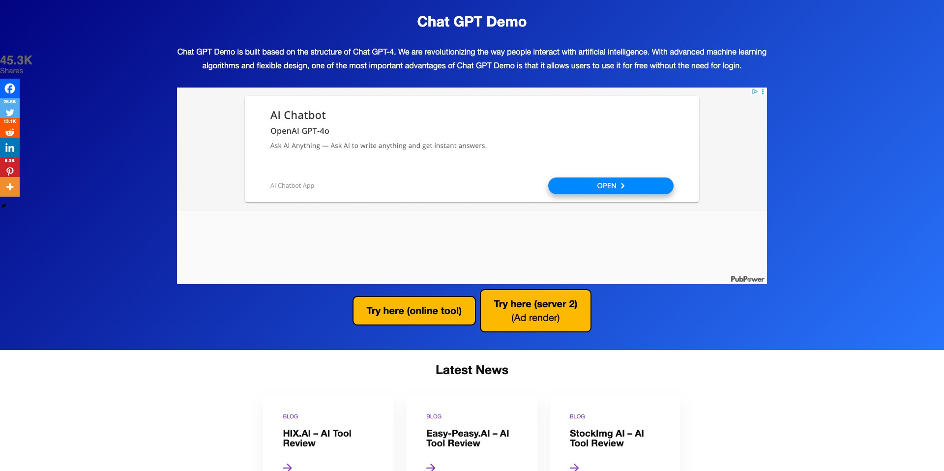 Chat GPT Demo Screenshot