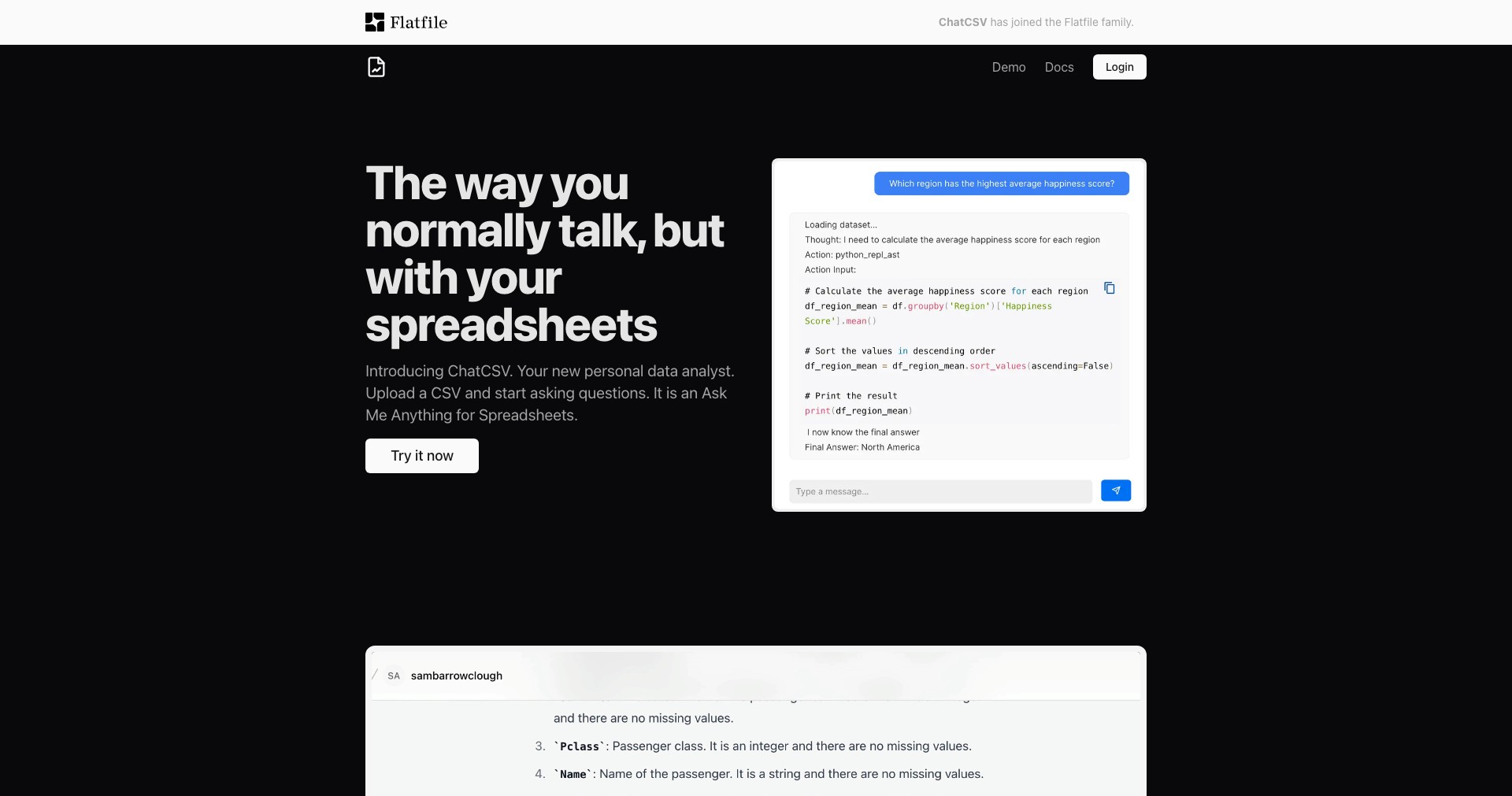 ChatCSV Screenshot