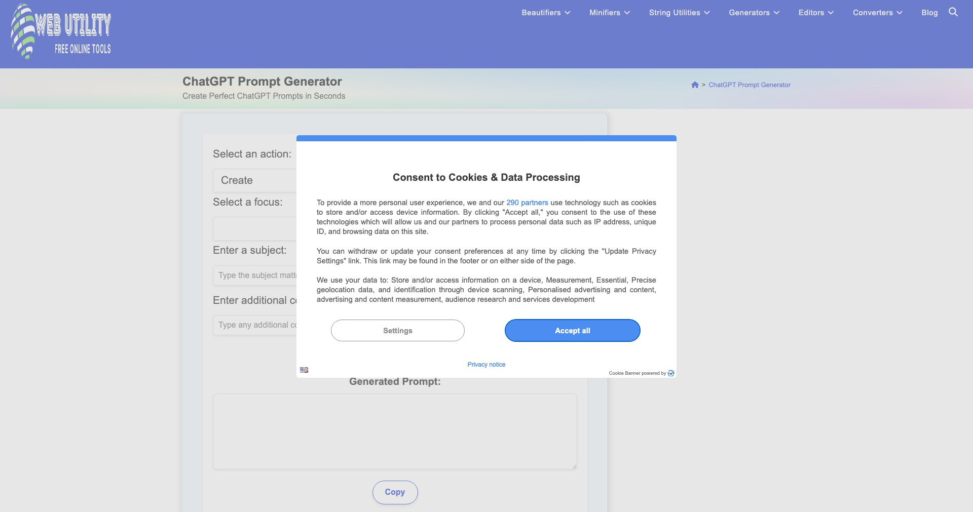ChatGPT Prompt Generator Screenshot