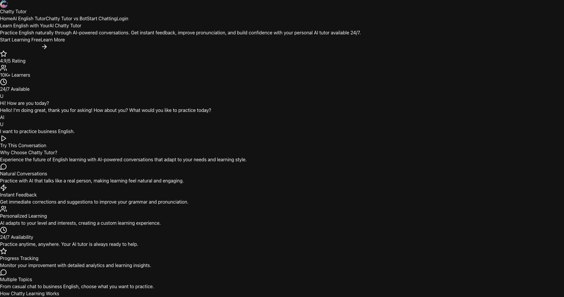 Chatty Tutor Screenshot